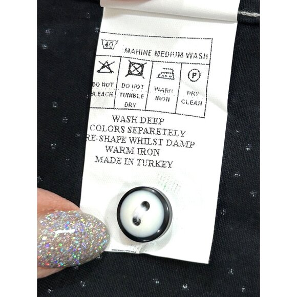 Envy Collection Men’s Button Down Shirt M Black Grey Trim Polka Dot Long Sleeve - Picture 13 of 13